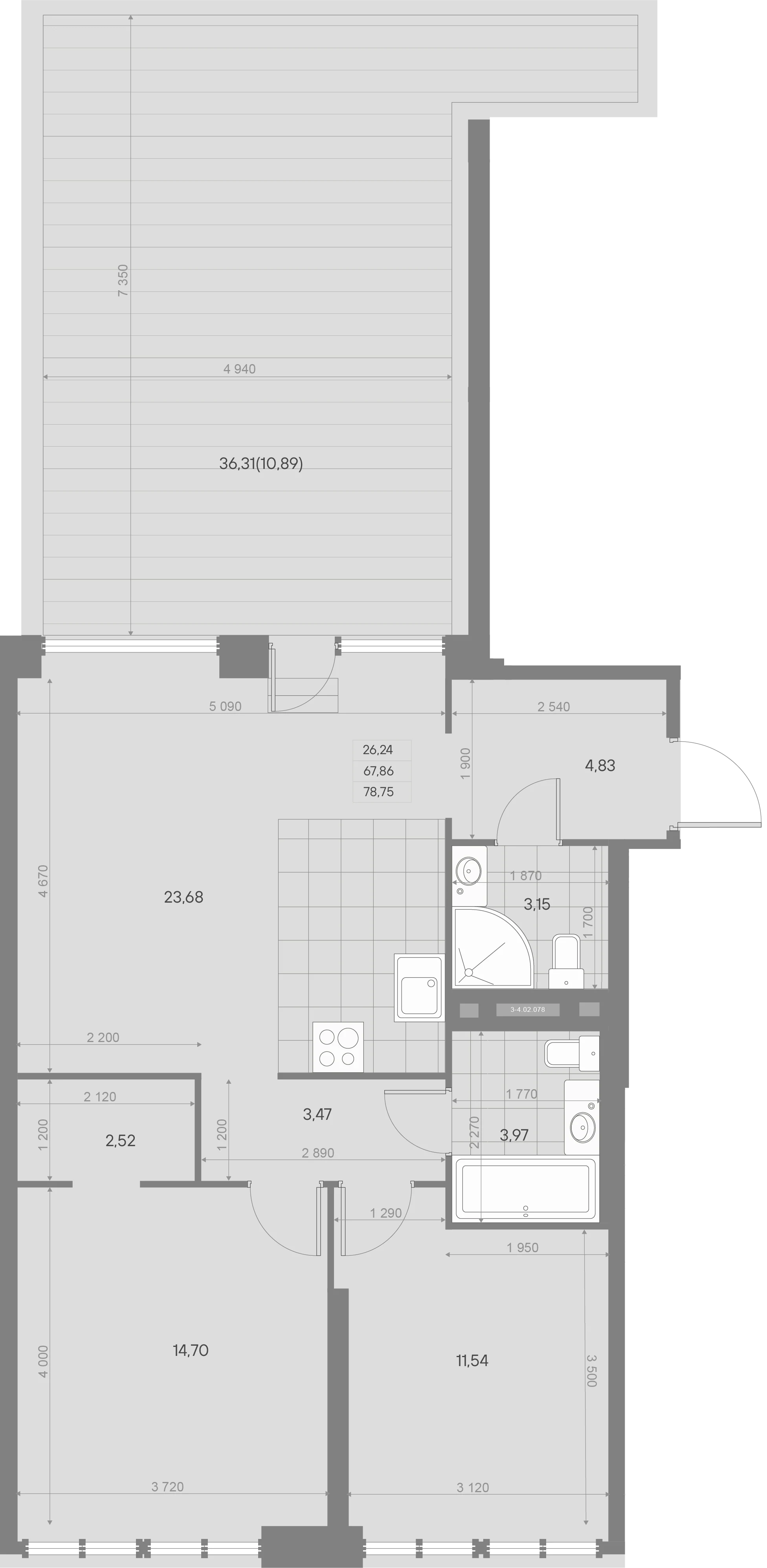 Планировка 2-комнатная 80 м² в ЖК «AVANT Баланс» — AVANT Баланс (Balance)