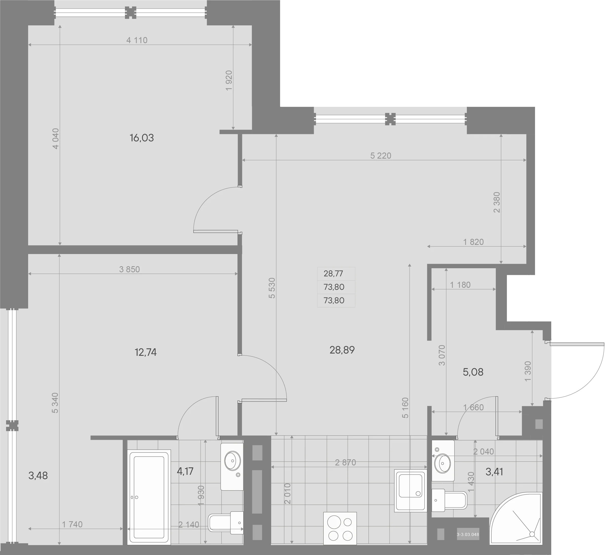 Планировка 2-комнатная 73,8 м² в ЖК «AVANT Баланс» — AVANT Баланс (Balance)