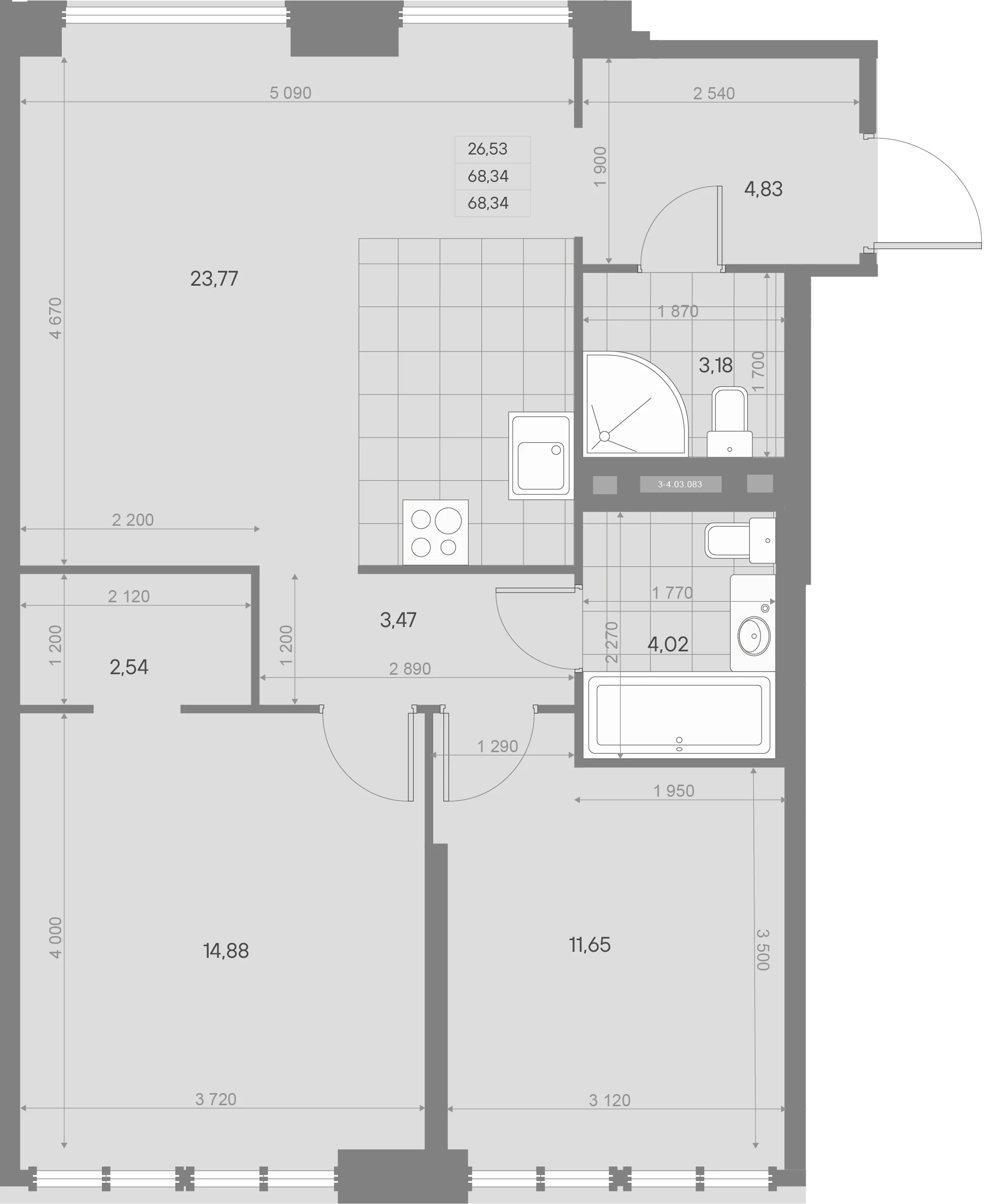 Планировка 2-комнатная 68,5 м² в ЖК «AVANT Баланс» — AVANT Баланс (Balance)
