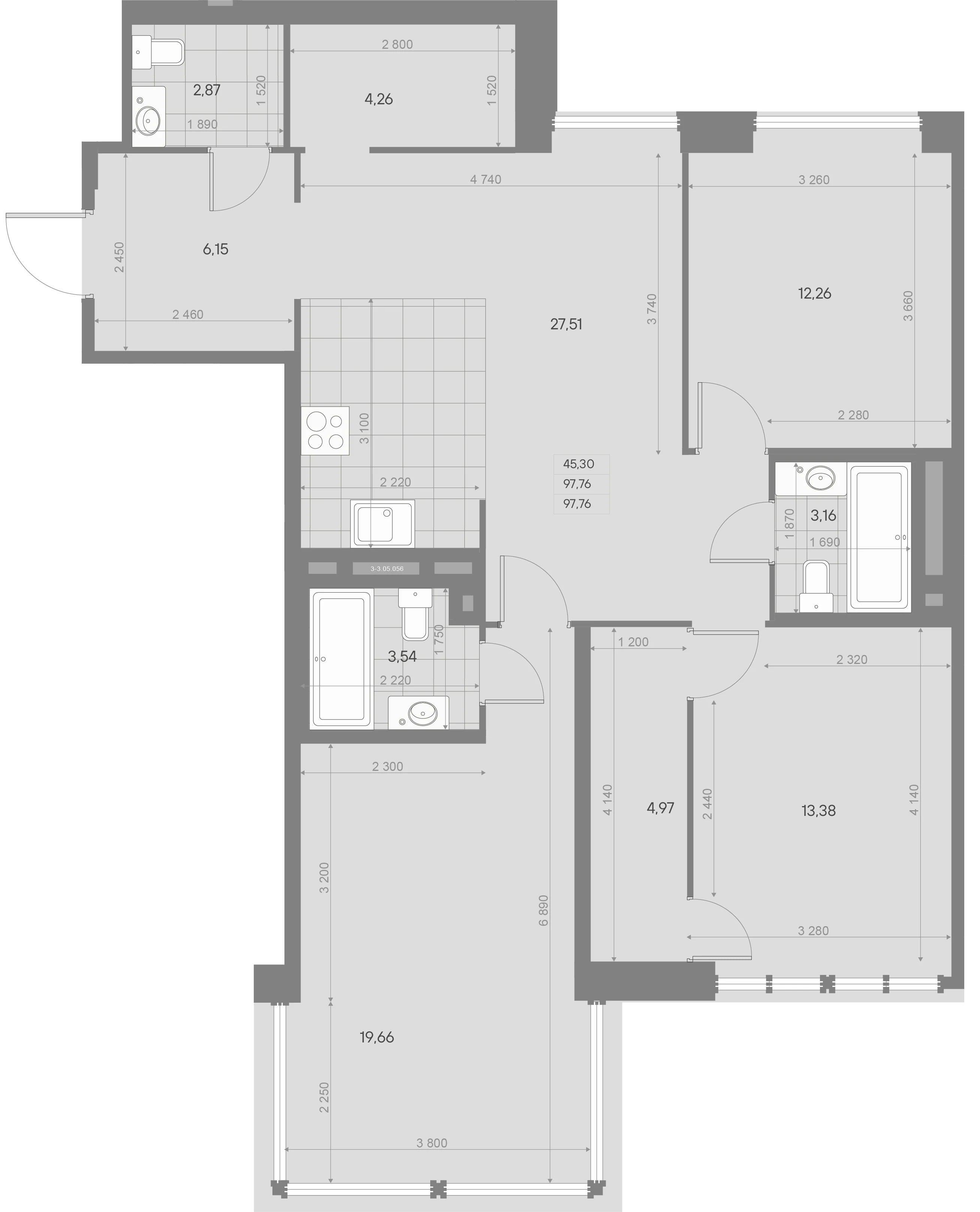 Планировка 3-комнатная 99,2 м² в ЖК «AVANT Баланс» — AVANT Баланс (Balance)