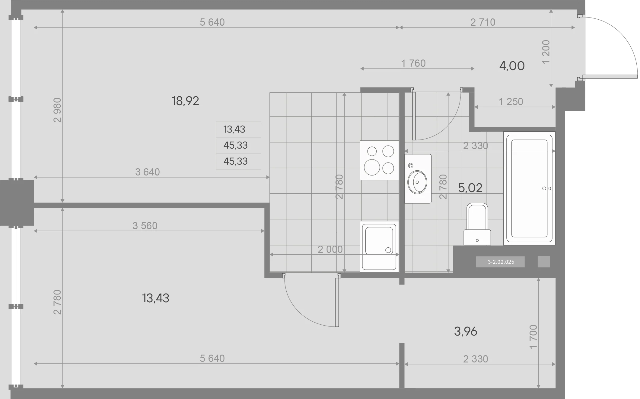 Планировка 1-комнатная 45,3 м² в ЖК «AVANT Баланс» — AVANT Баланс (Balance)