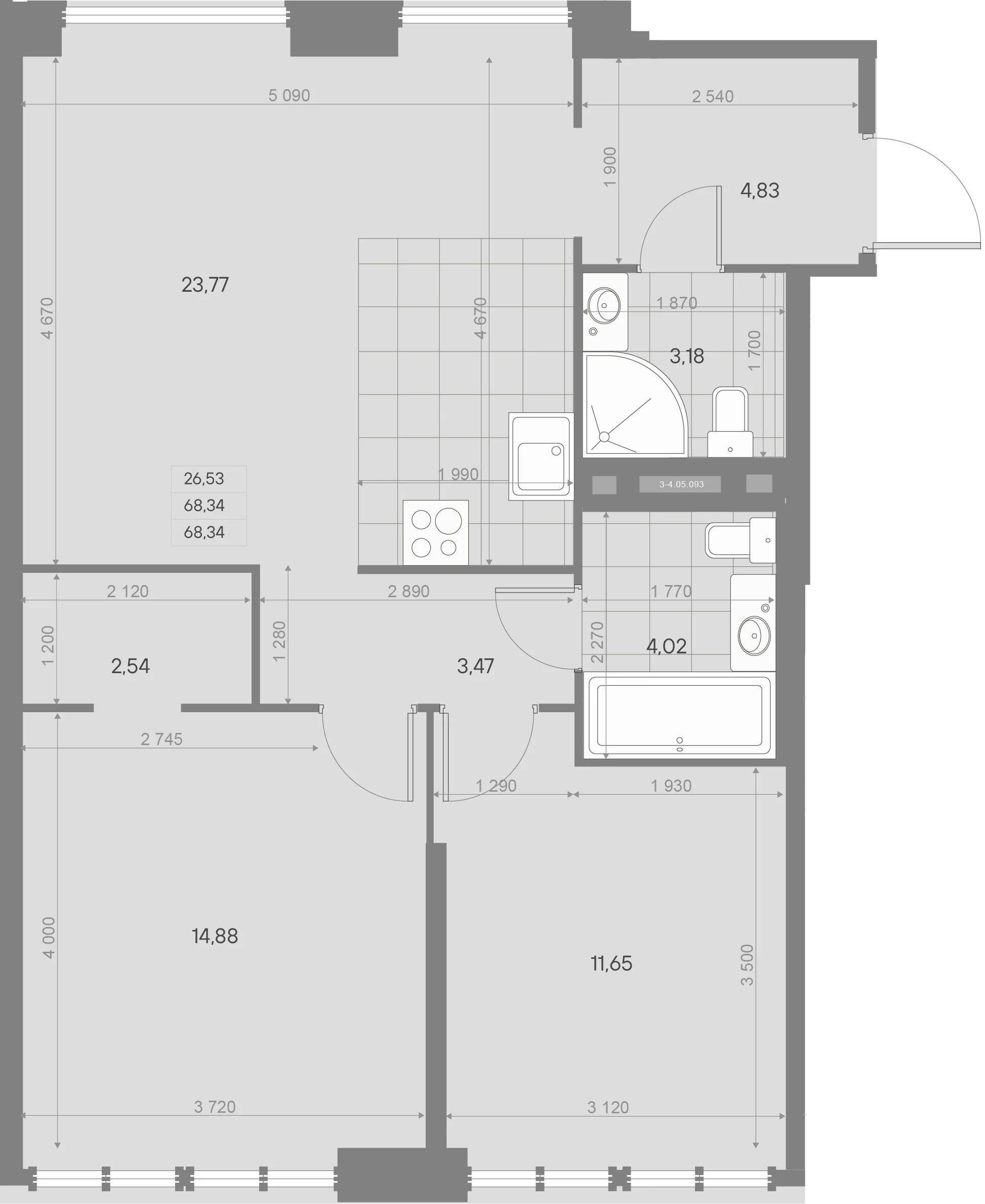Планировка 2-комнатная 68,3 м² в ЖК «AVANT Баланс» — AVANT Баланс (Balance)