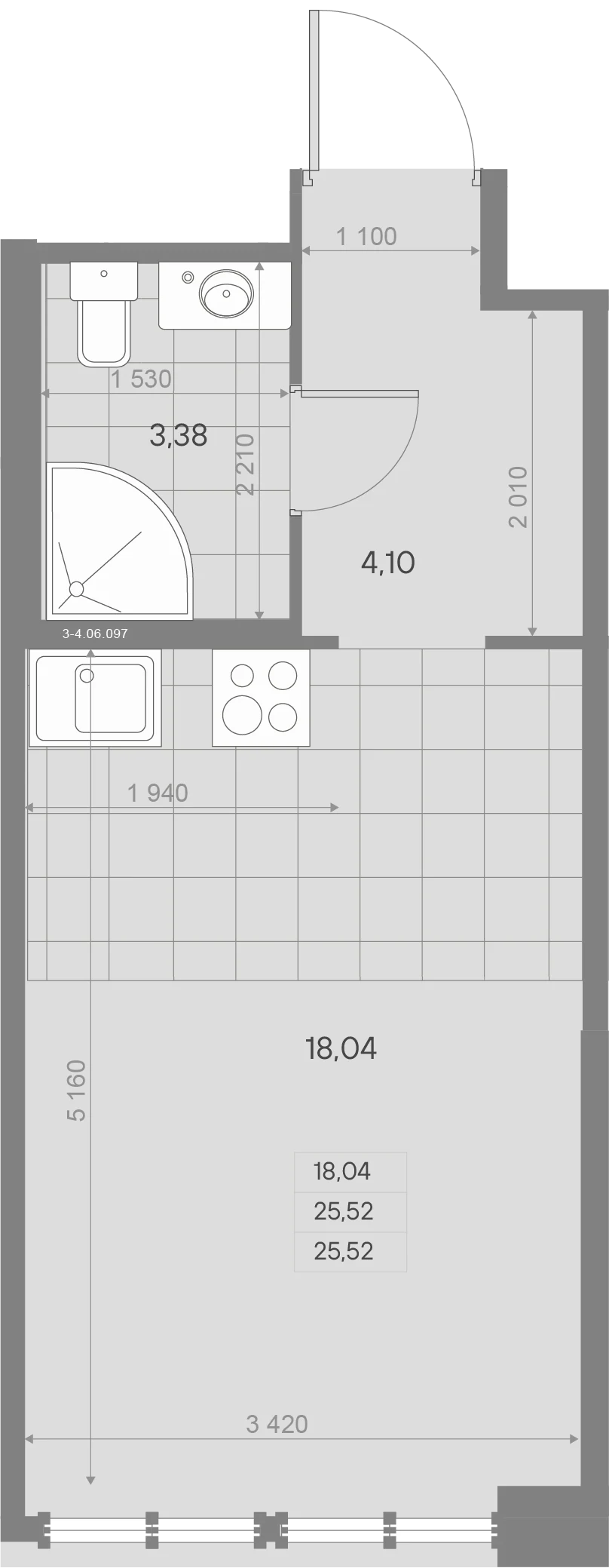 Планировка студия 25,6 м² в ЖК «AVANT Баланс» — AVANT Баланс (Balance)