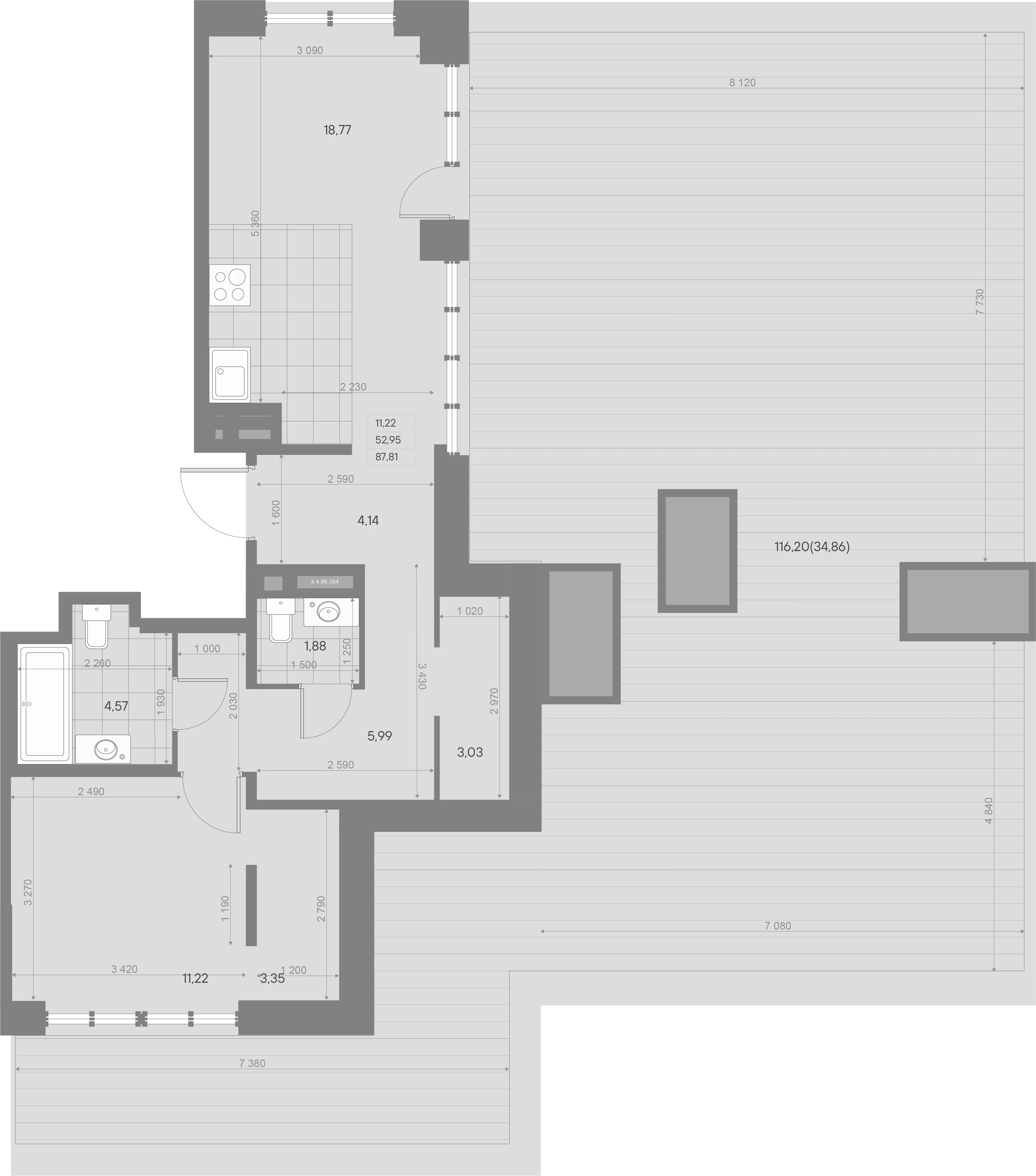 Планировка 1-комнатная 205,1 м² в ЖК «AVANT Баланс» — AVANT Баланс (Balance)