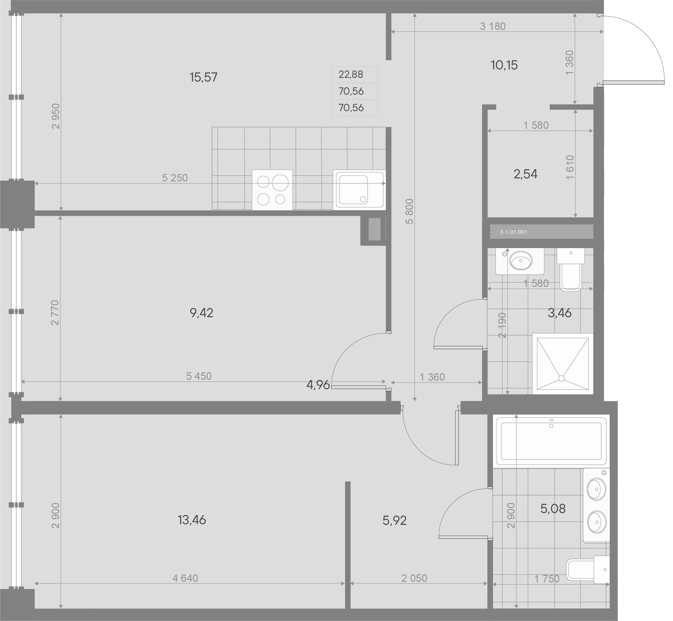 Планировка 2-комнатная 70,6 м² в ЖК «AVANT Баланс» — AVANT Баланс (Balance)